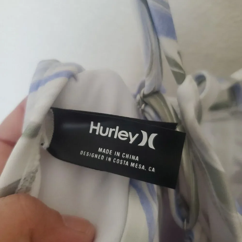 Hurley Womens XXL Marble Swirl One Piece Swimsuit Blue White Strappy Back XXL